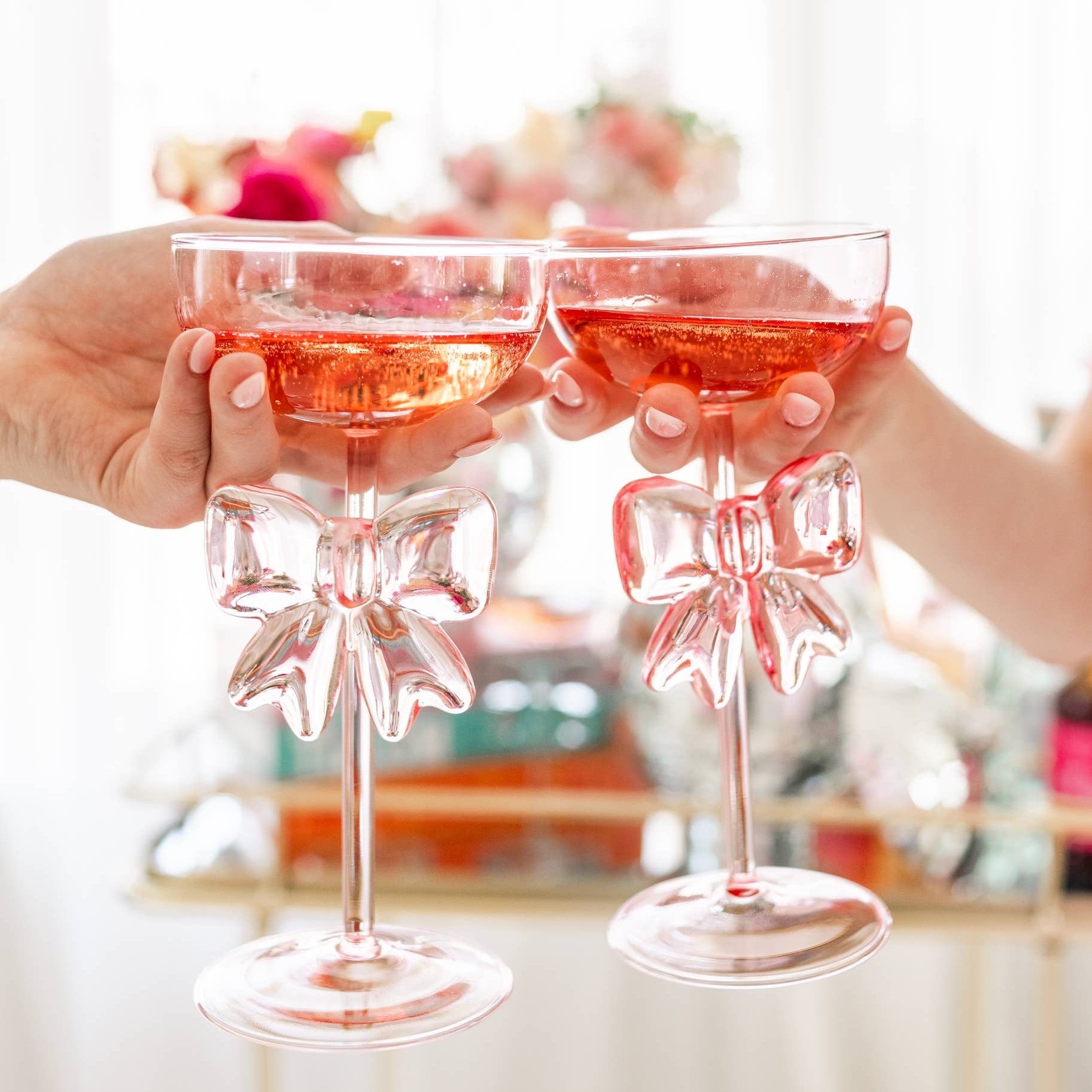 Pink Bow Coupe Glass