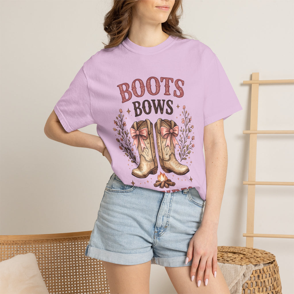 Boots Bows Bonfires T-Shirt — Western Cowgirl Graphic Tee