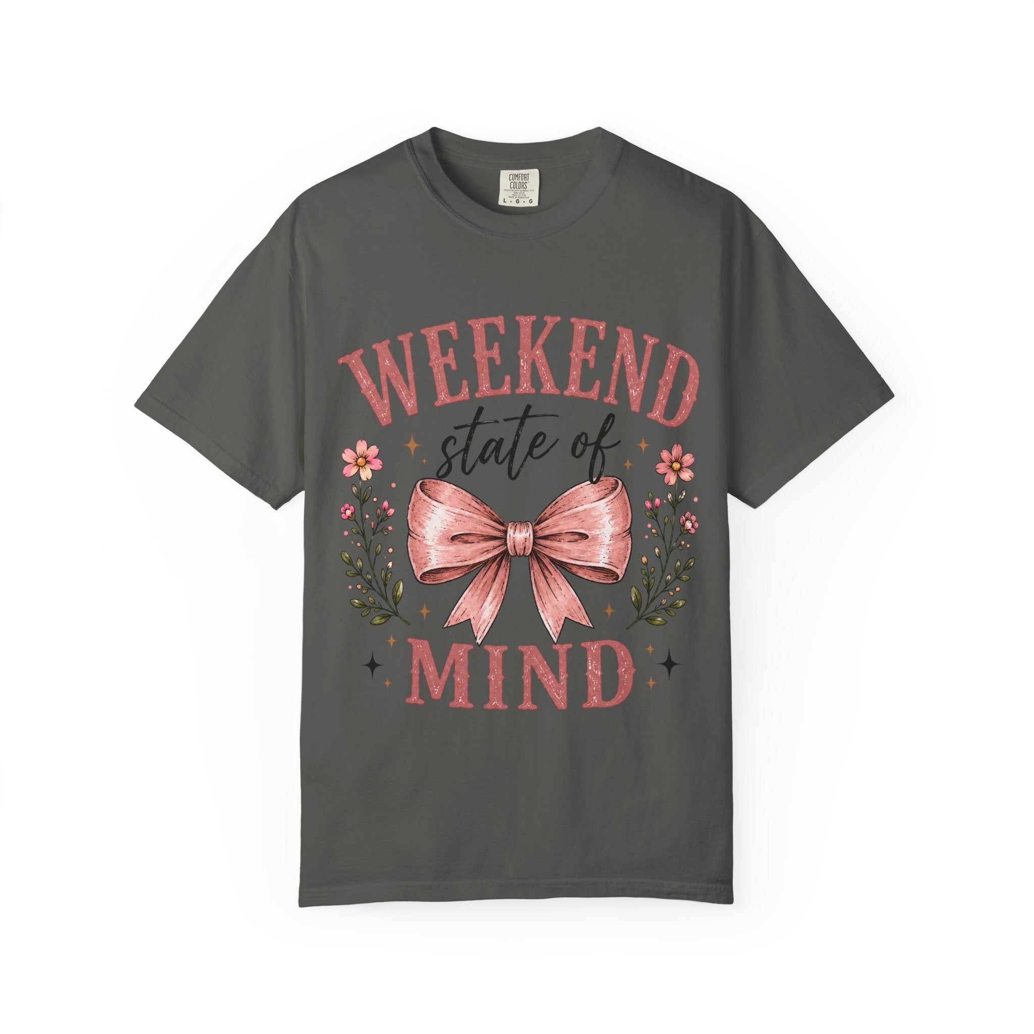 Weekend State of Mind T-Shirt – Floral Bow Graphic