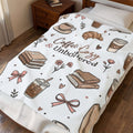 Cozy Coffee & Books Velveteen Plush Blanket — "Coffee, Cozy & Unbothered" Throw