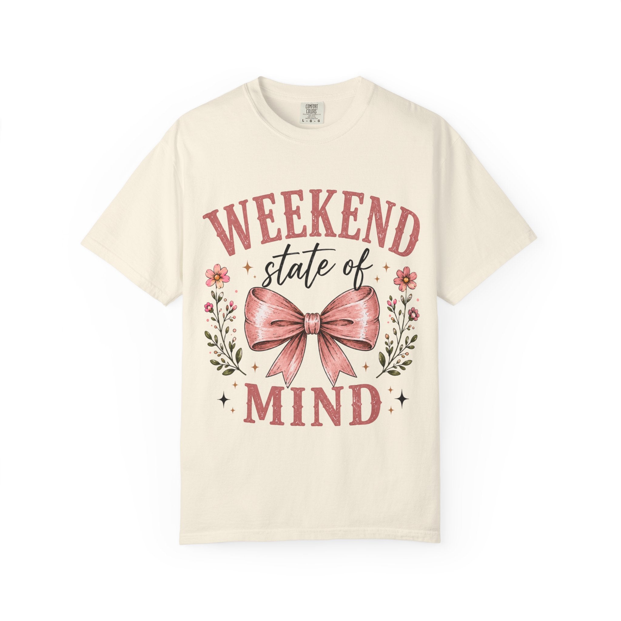 Weekend State of Mind T-Shirt – Floral Bow Graphic