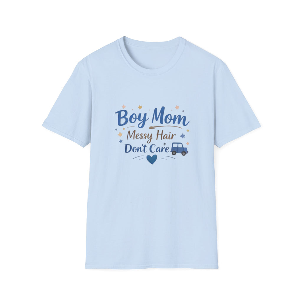 Boy Mom T-Shirt – "Boy Mom Messy Hair Don’t Care" Casual Mom Shirt