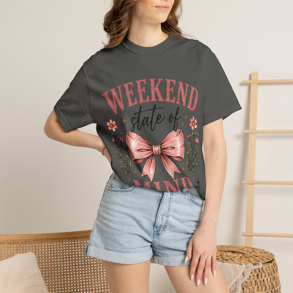 Weekend State of Mind T-Shirt – Floral Bow Graphic