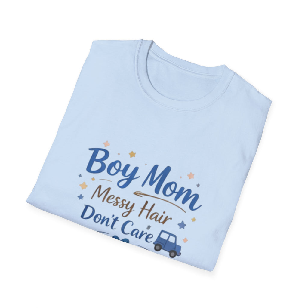 Boy Mom T-Shirt – "Boy Mom Messy Hair Don’t Care" Casual Mom Shirt