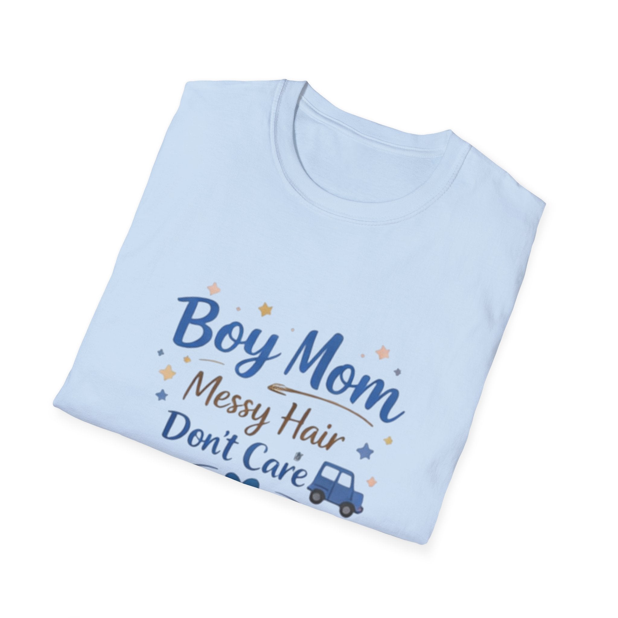 Boy Mom T-Shirt – "Boy Mom Messy Hair Don’t Care" Casual Mom Shirt