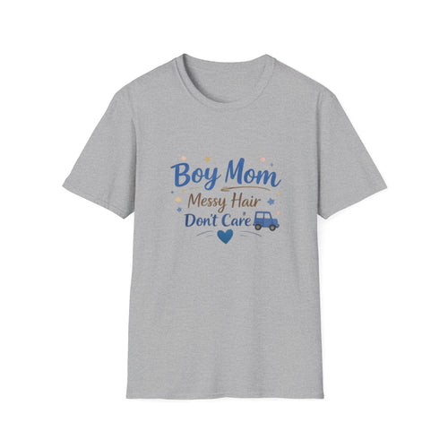 Boy Mom T-Shirt – "Boy Mom Messy Hair Don’t Care" Casual Mom Shirt
