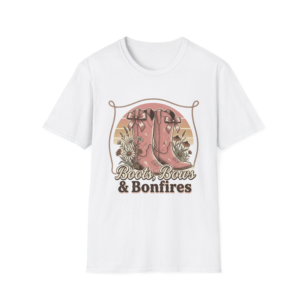 Boots Bows & Bonfires T-Shirt | Western Cowgirl Graphic Tee