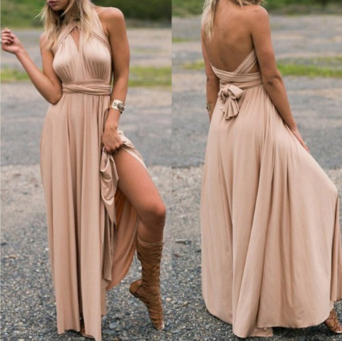 Women's  Long Dress Floor-Length Summer Backless Bandage Maxi Dress Multiway