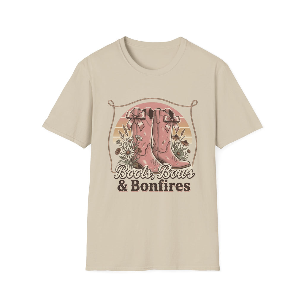Boots Bows & Bonfires T-Shirt | Western Cowgirl Graphic Tee