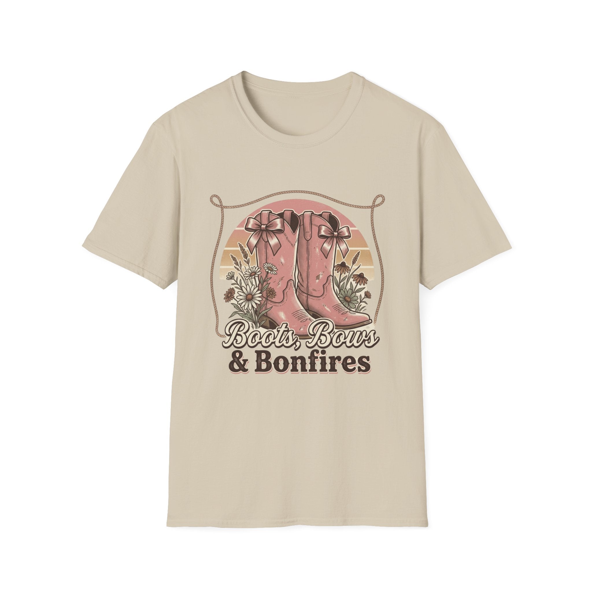 Boots Bows & Bonfires T-Shirt | Western Cowgirl Graphic Tee