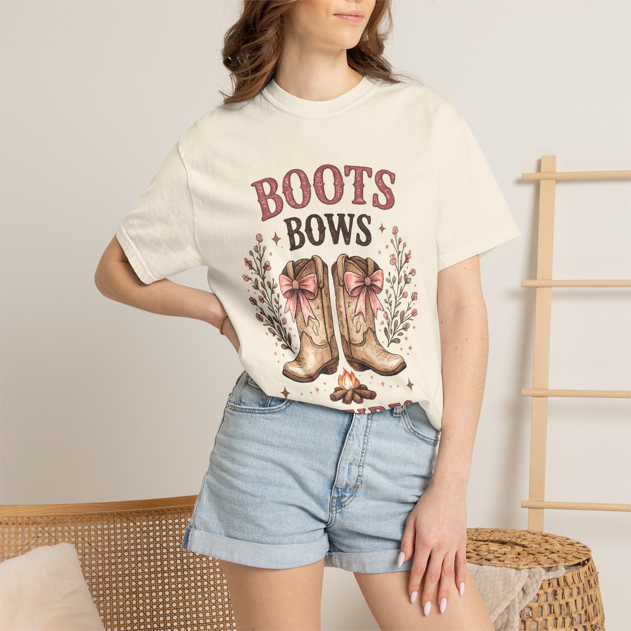 Boots Bows Bonfires T-Shirt — Western Cowgirl Graphic Tee
