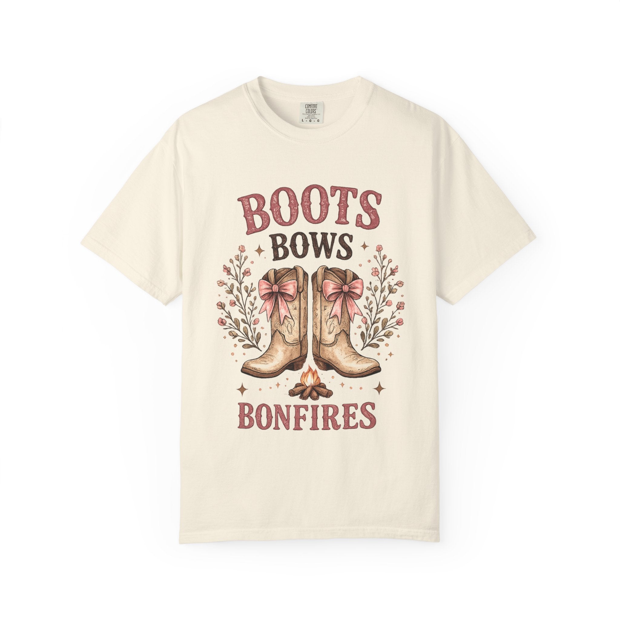 Boots Bows Bonfires T-Shirt — Western Cowgirl Graphic Tee