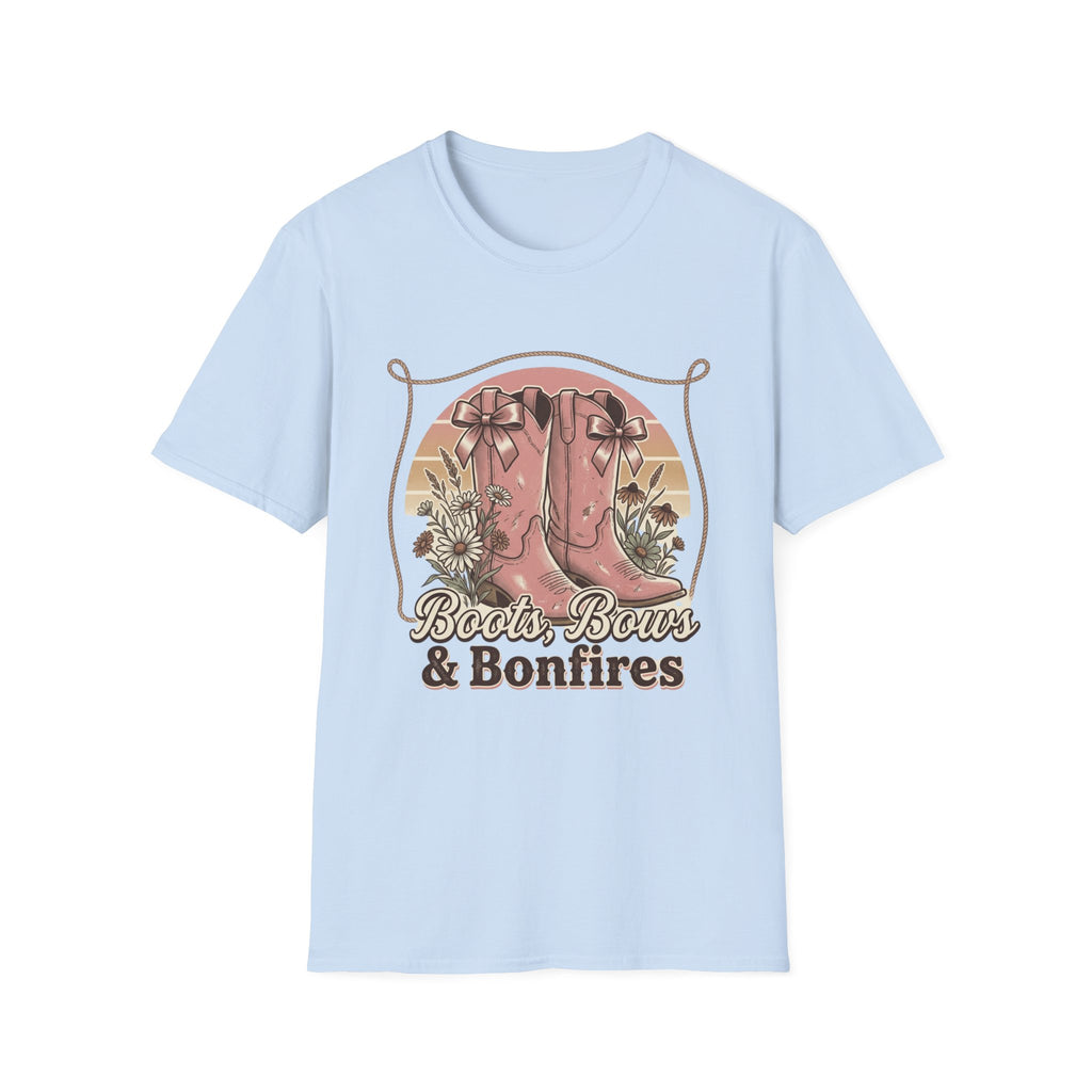 Boots Bows & Bonfires T-Shirt | Western Cowgirl Graphic Tee