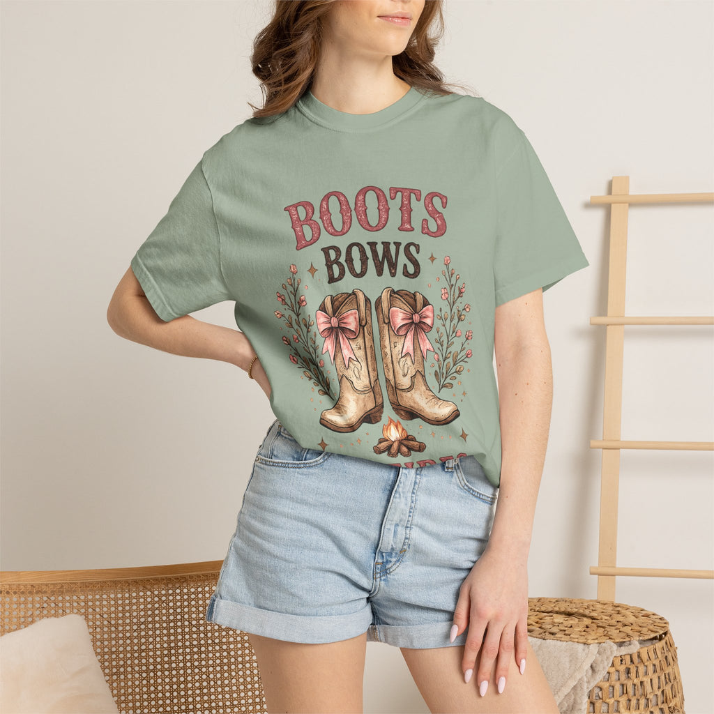 Boots Bows Bonfires T-Shirt — Western Cowgirl Graphic Tee