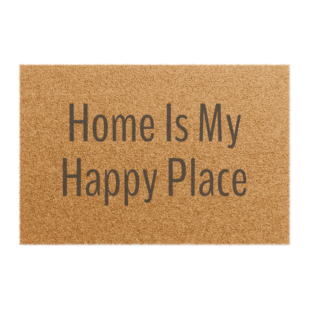 Doormat — "Home Is My Happy Place" Coir Welcome Mat, Cozy Entryway Décor