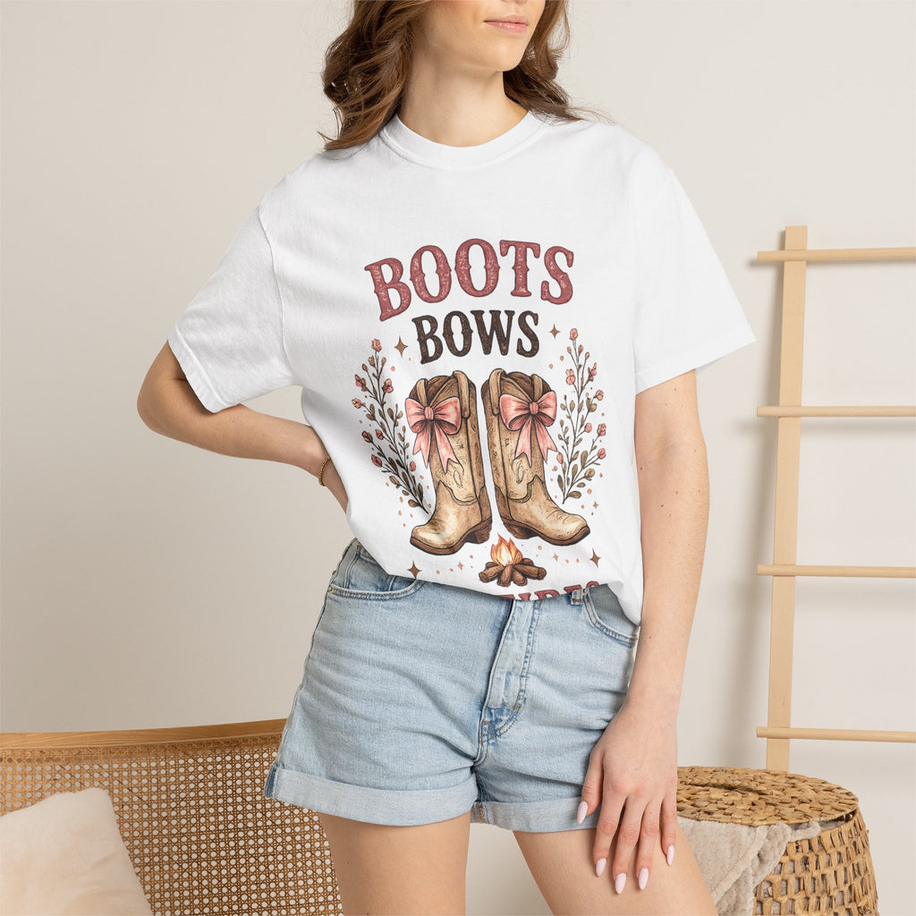 Boots Bows Bonfires T-Shirt — Western Cowgirl Graphic Tee