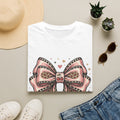 Pink Leopard Bow T-Shirt | Ribbon Graphic, Heart Accents