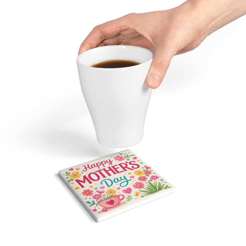 Happy Mother's Day Ceramic Coaster – Floral Tea Cup Gift