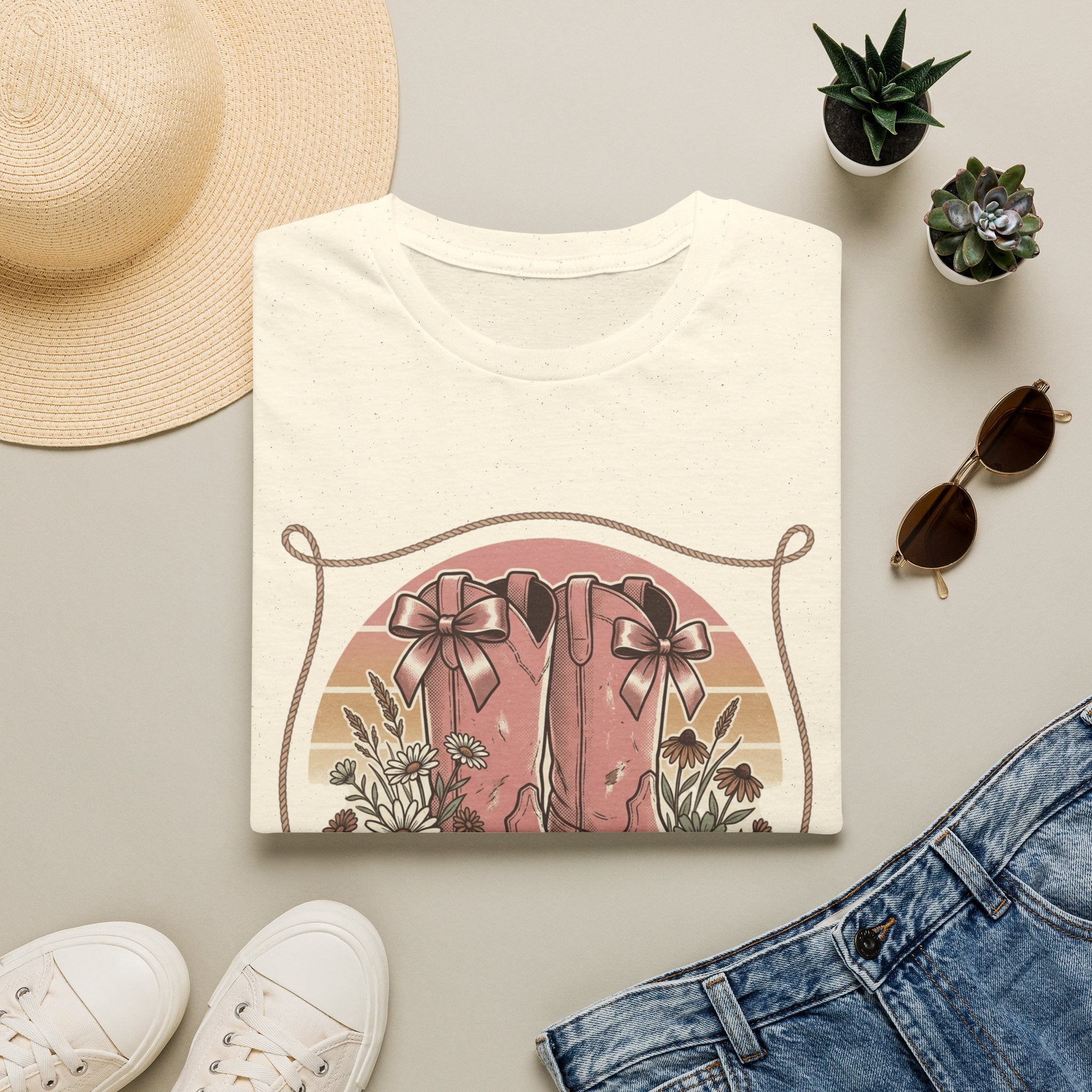Boots Bows & Bonfires T-Shirt | Western Cowgirl Graphic Tee