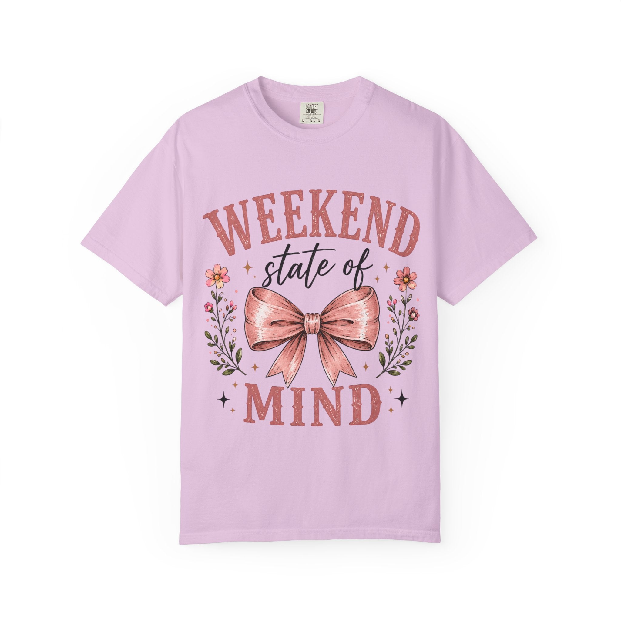 Weekend State of Mind T-Shirt – Floral Bow Graphic