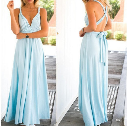 Women's  Long Dress Floor-Length Summer Backless Bandage Maxi Dress Multiway