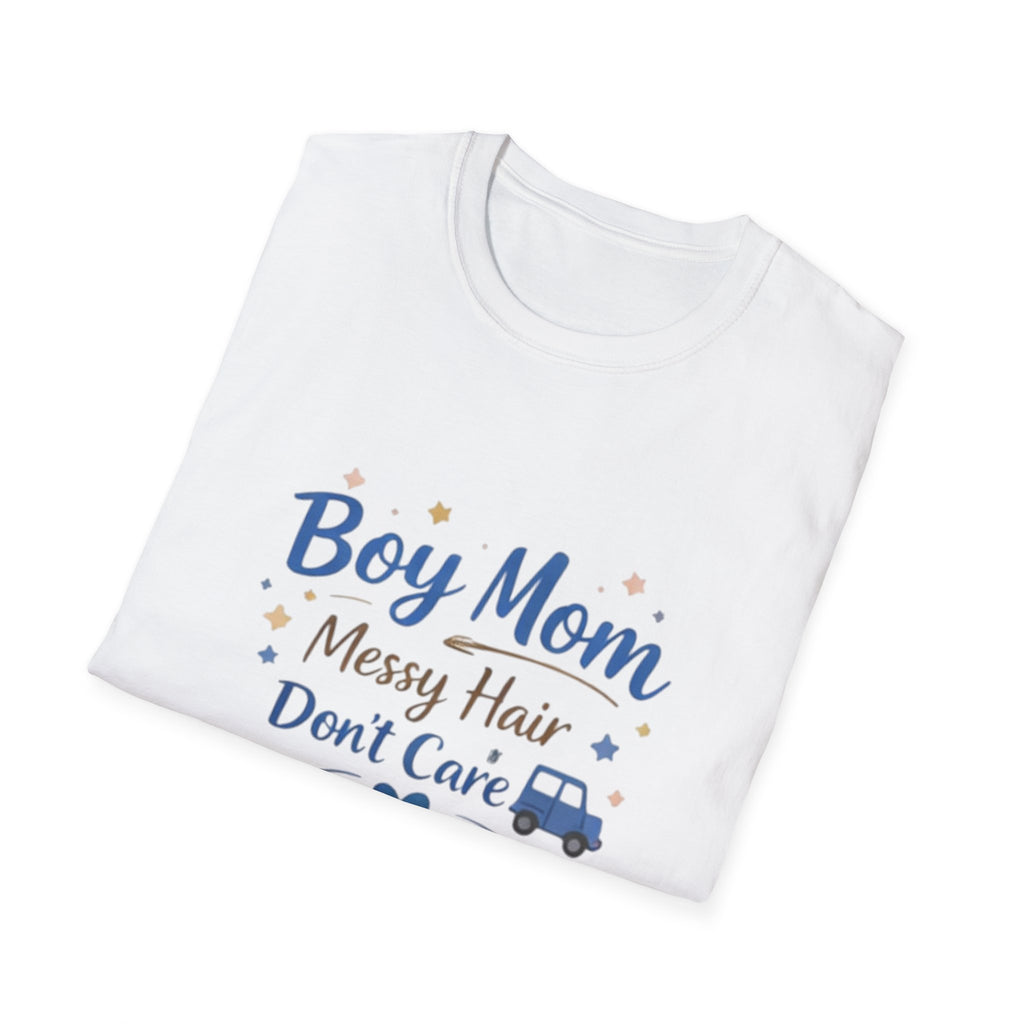 Boy Mom T-Shirt – "Boy Mom Messy Hair Don’t Care" Casual Mom Shirt