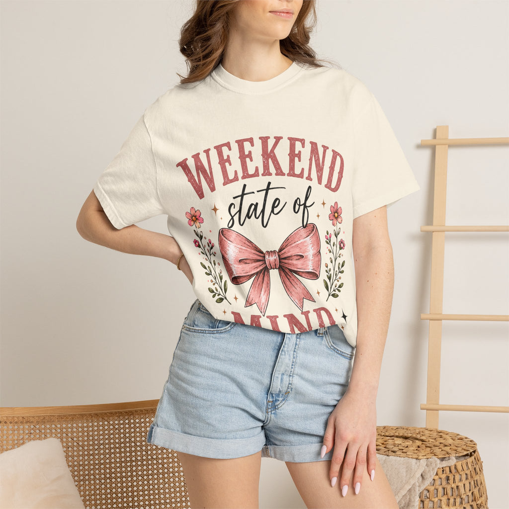 Weekend State of Mind T-Shirt – Floral Bow Graphic