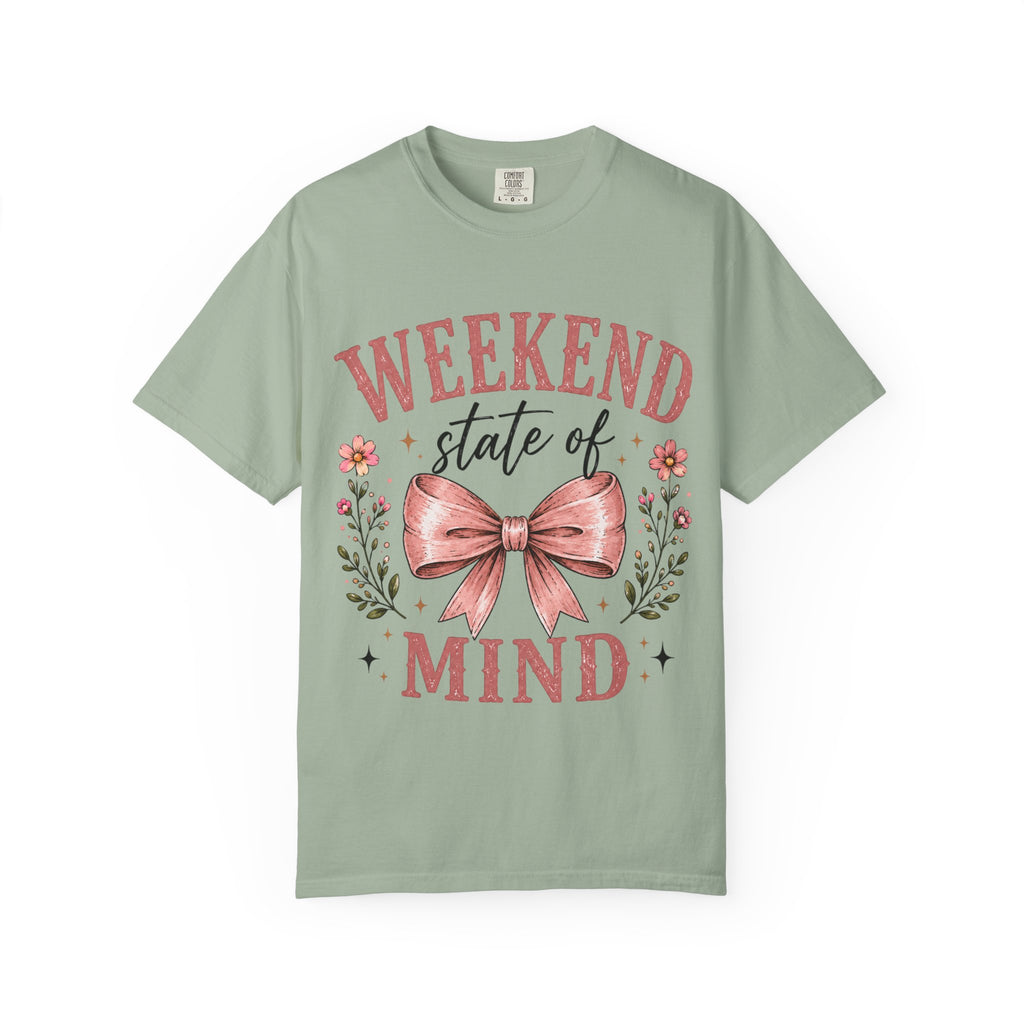 Weekend State of Mind T-Shirt – Floral Bow Graphic