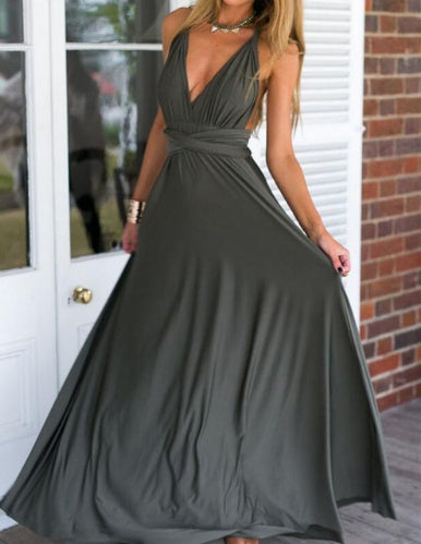 Women's  Long Dress Floor-Length Summer Backless Bandage Maxi Dress Multiway