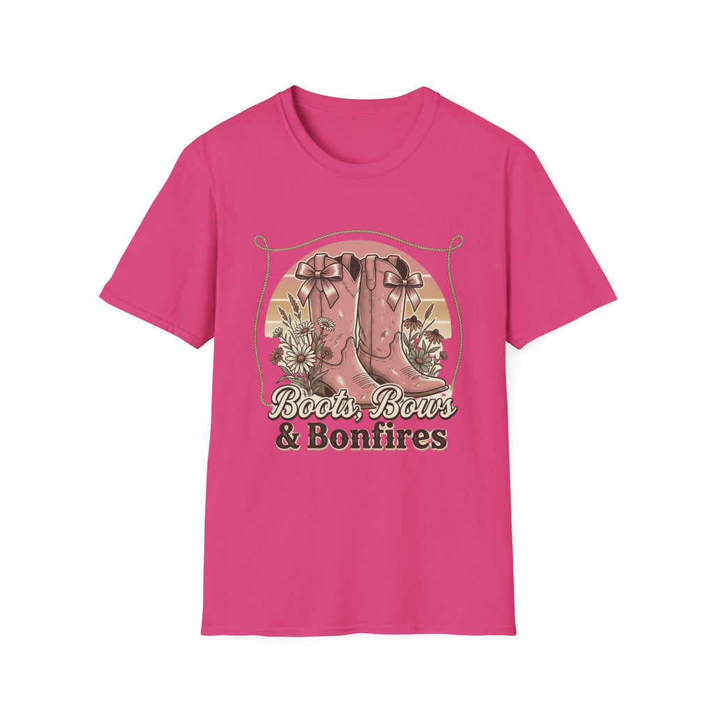 Boots Bows & Bonfires T-Shirt | Western Cowgirl Graphic Tee