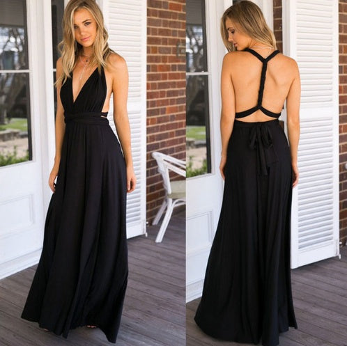 Women's  Long Dress Floor-Length Summer Backless Bandage Maxi Dress Multiway