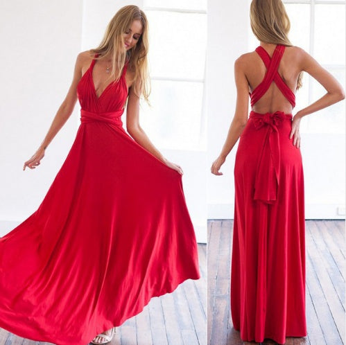 Women's  Long Dress Floor-Length Summer Backless Bandage Maxi Dress Multiway