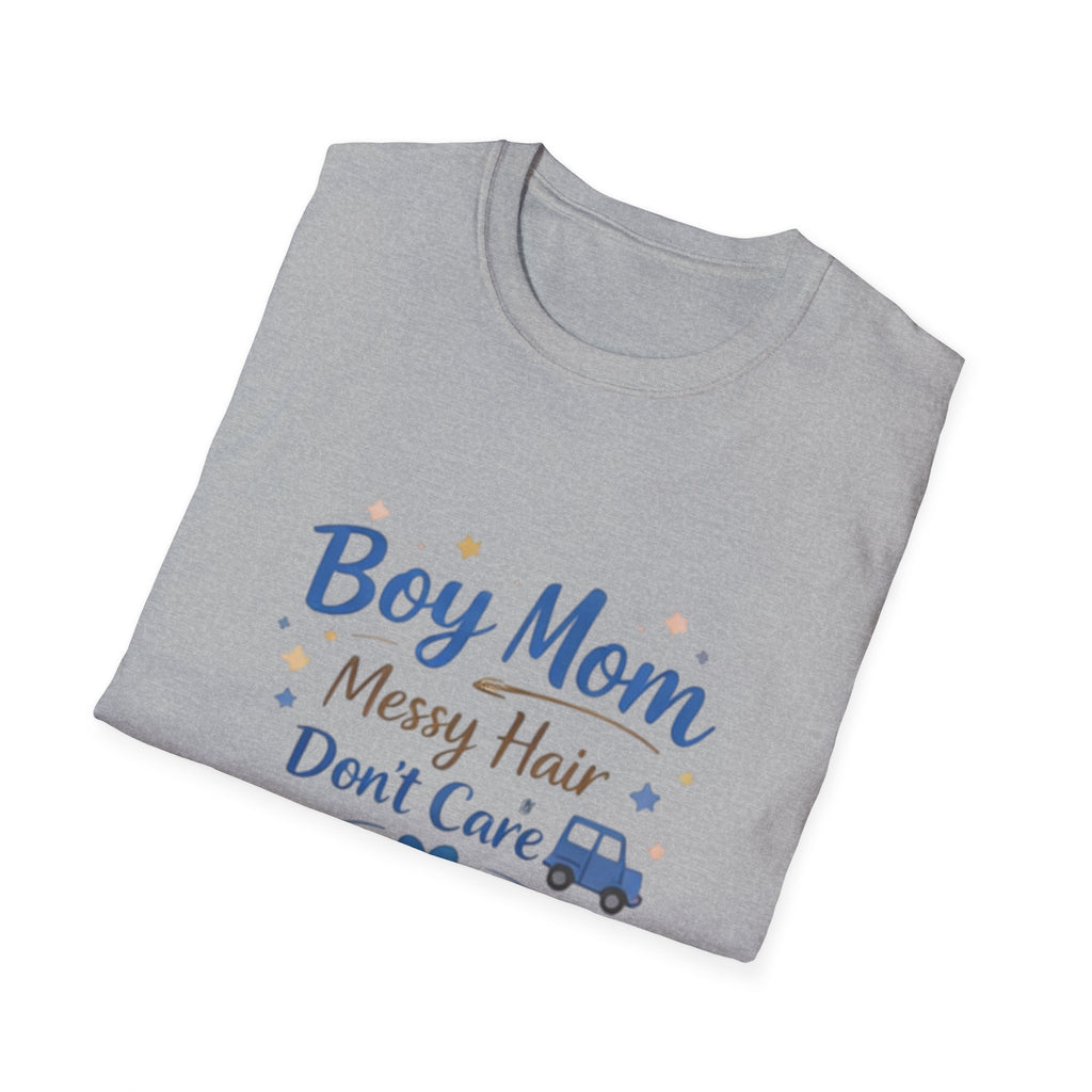 Boy Mom T-Shirt – "Boy Mom Messy Hair Don’t Care" Casual Mom Shirt