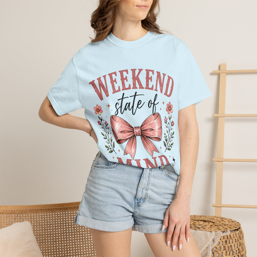 Weekend State of Mind T-Shirt – Floral Bow Graphic