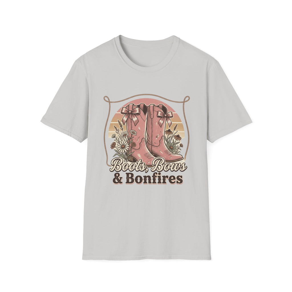 Boots Bows & Bonfires T-Shirt | Western Cowgirl Graphic Tee