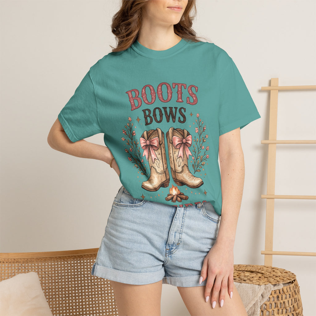 Boots Bows Bonfires T-Shirt — Western Cowgirl Graphic Tee