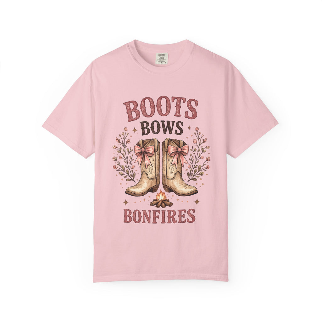 Boots Bows Bonfires T-Shirt — Western Cowgirl Graphic Tee