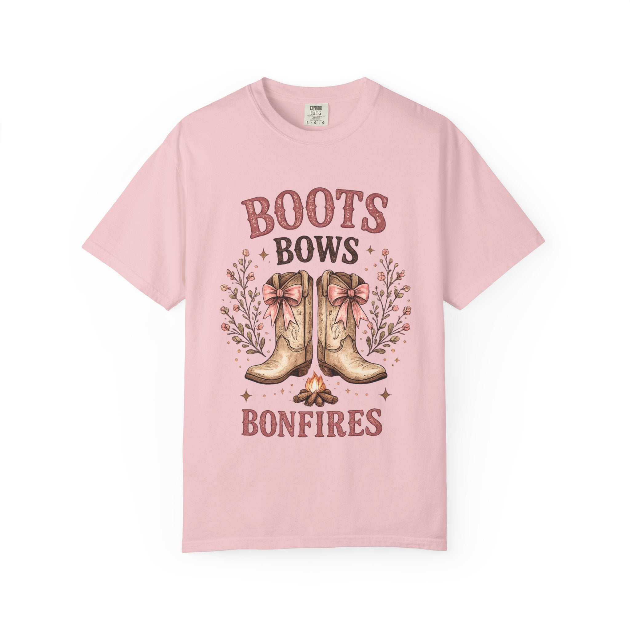 Boots Bows Bonfires T-Shirt — Western Cowgirl Graphic Tee