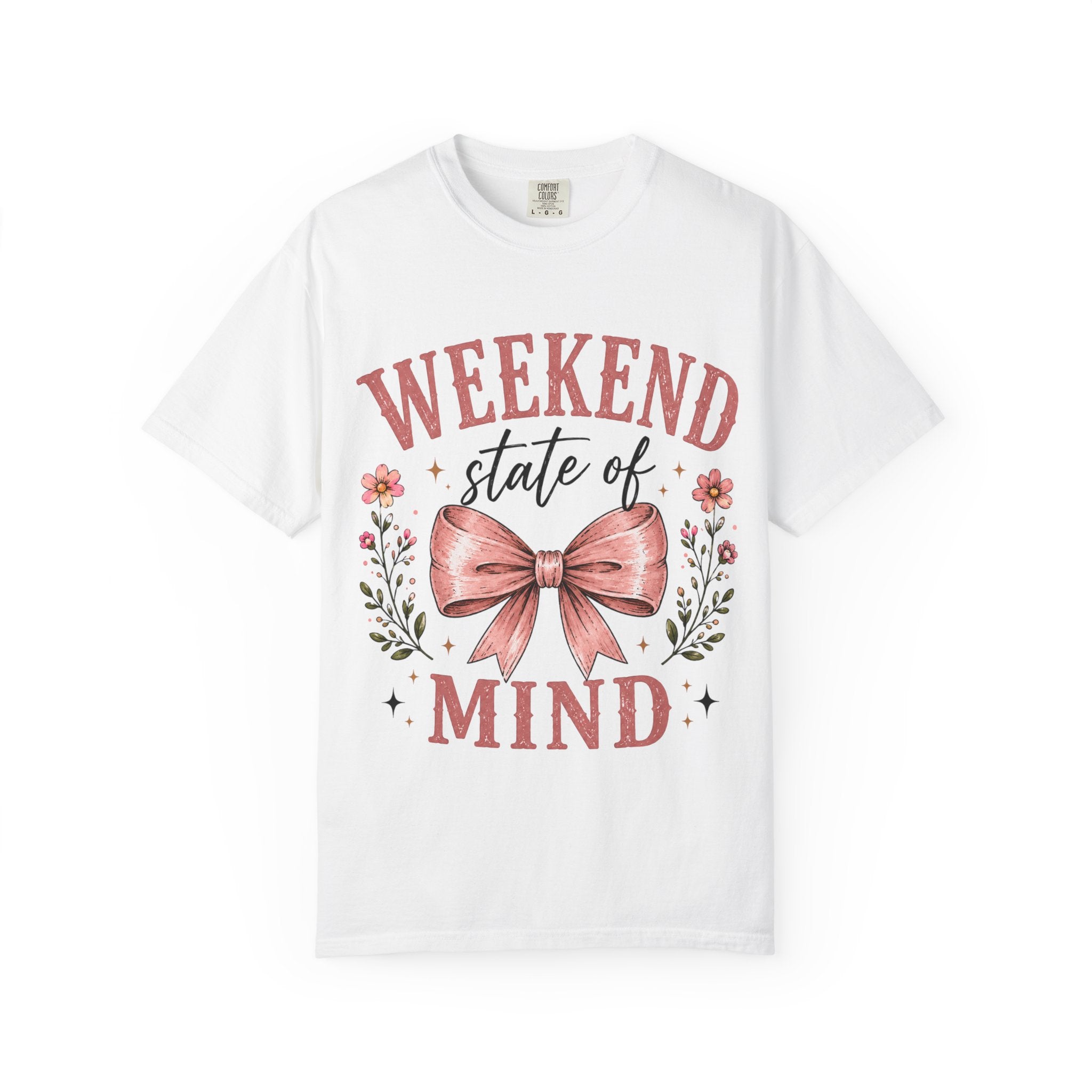 Weekend State of Mind T-Shirt – Floral Bow Graphic