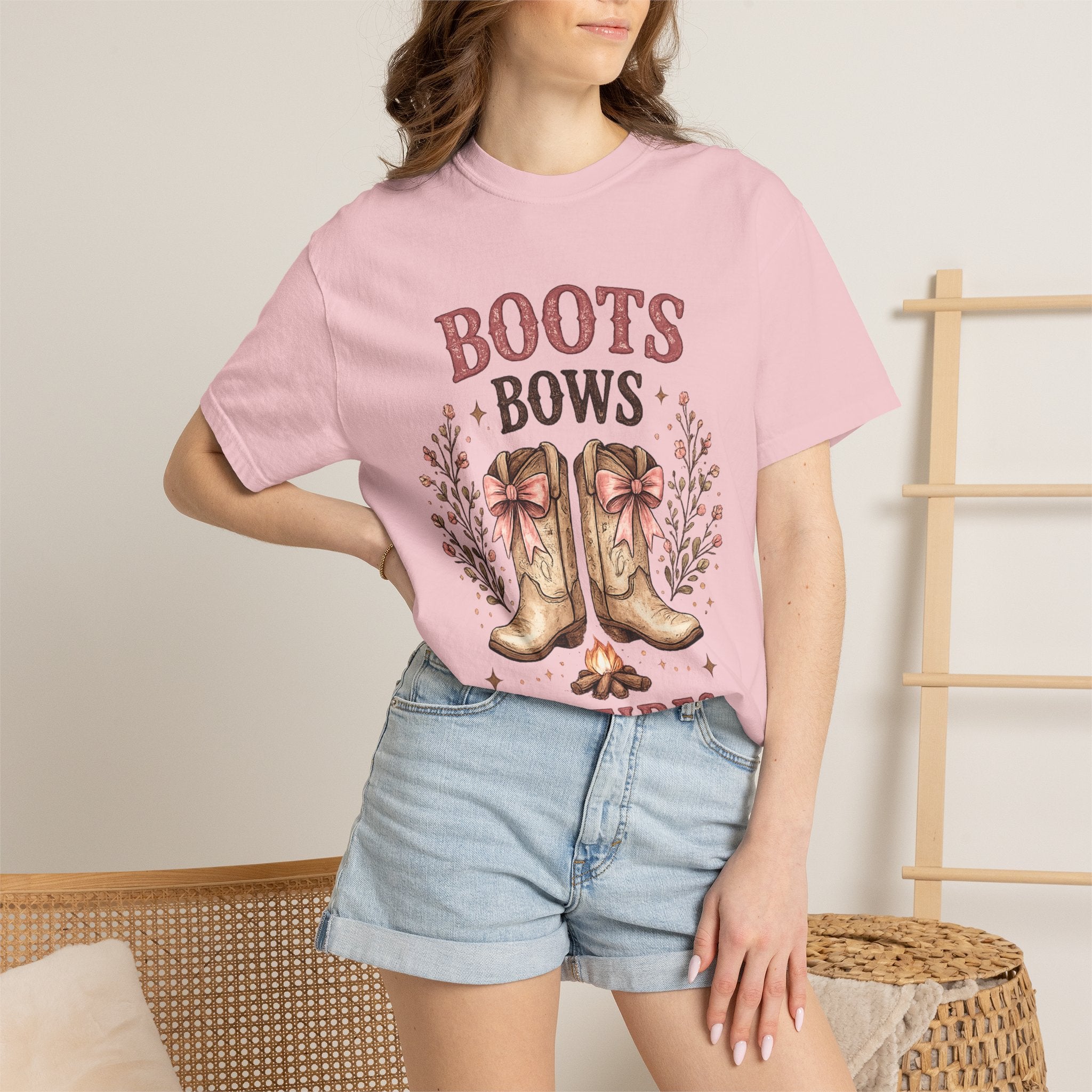 Boots Bows Bonfires T-Shirt — Western Cowgirl Graphic Tee