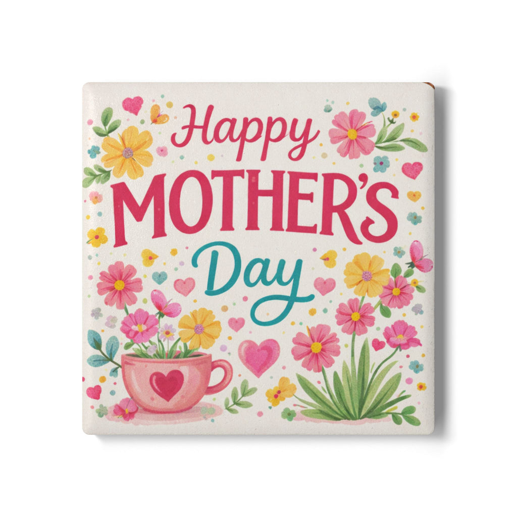 Happy Mother's Day Ceramic Coaster – Floral Tea Cup Gift