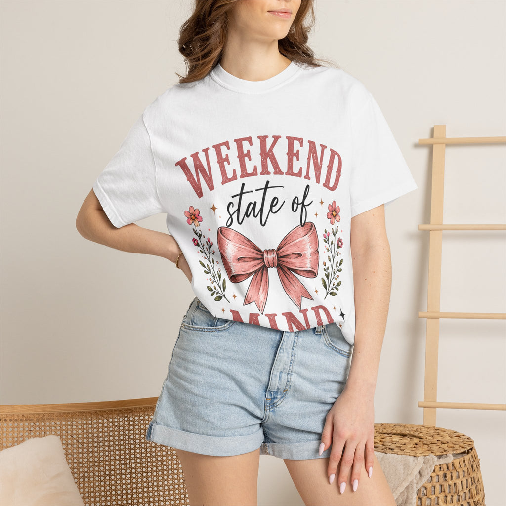 Weekend State of Mind T-Shirt – Floral Bow Graphic