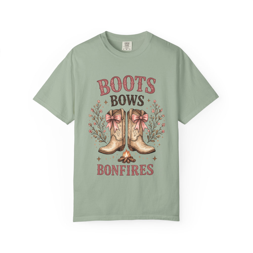 Boots Bows Bonfires T-Shirt — Western Cowgirl Graphic Tee