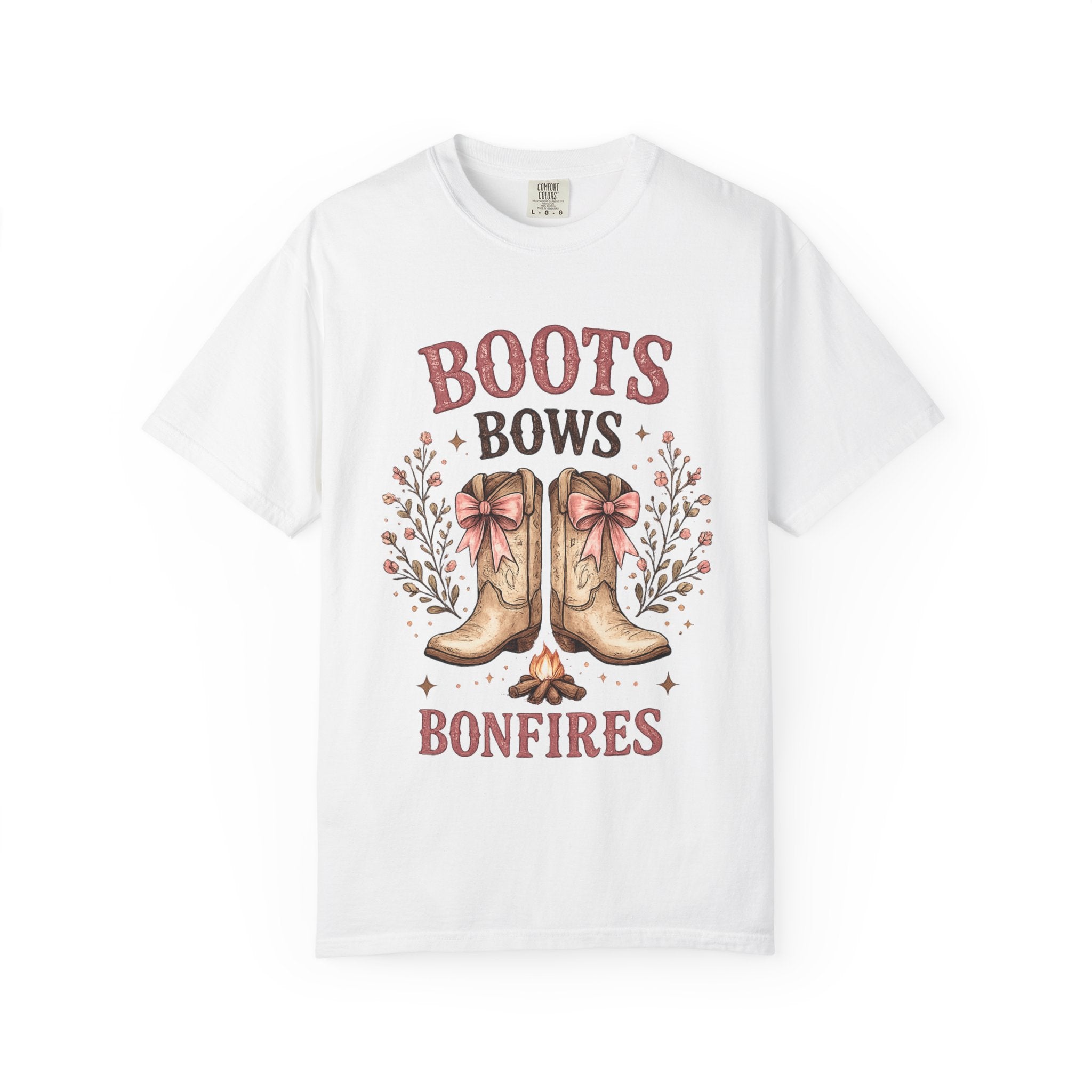 Boots Bows Bonfires T-Shirt — Western Cowgirl Graphic Tee