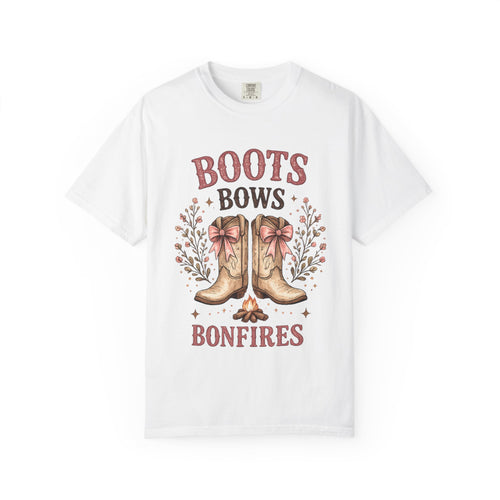 Boots Bows Bonfires T-Shirt — Western Cowgirl Graphic Tee