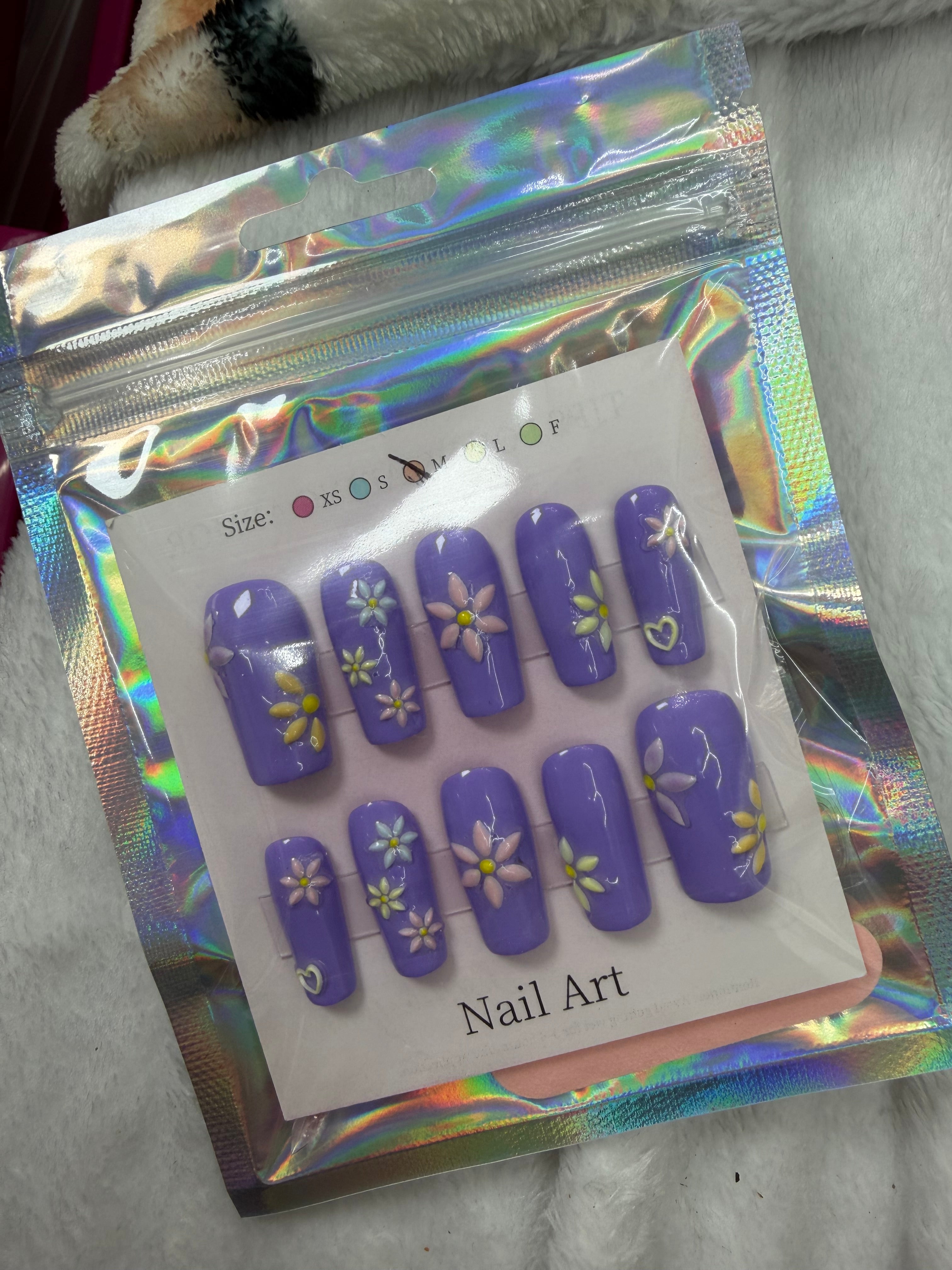 Lavender Bloom  Floral Press-On Nails
