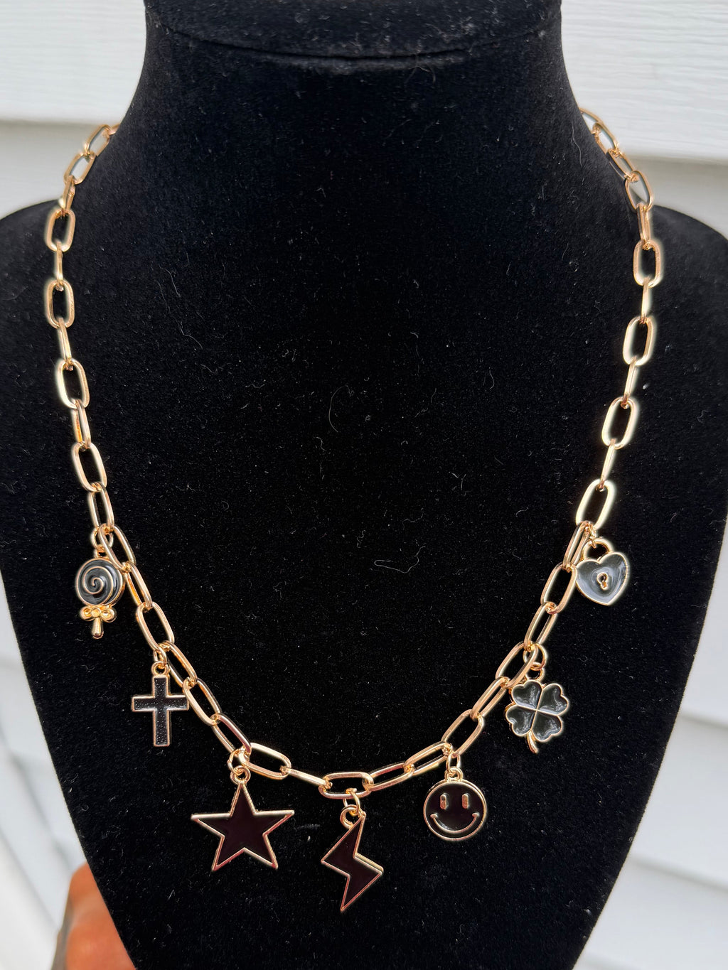 Lucky Charm Statement Necklace – Gold Paperclip Chain