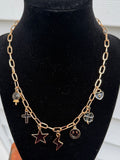 Lucky Charm Statement Necklace – Gold Paperclip Chain