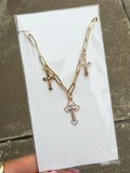 Faith Over Fear Cross Charm Necklace – Gold Paperclip Chain