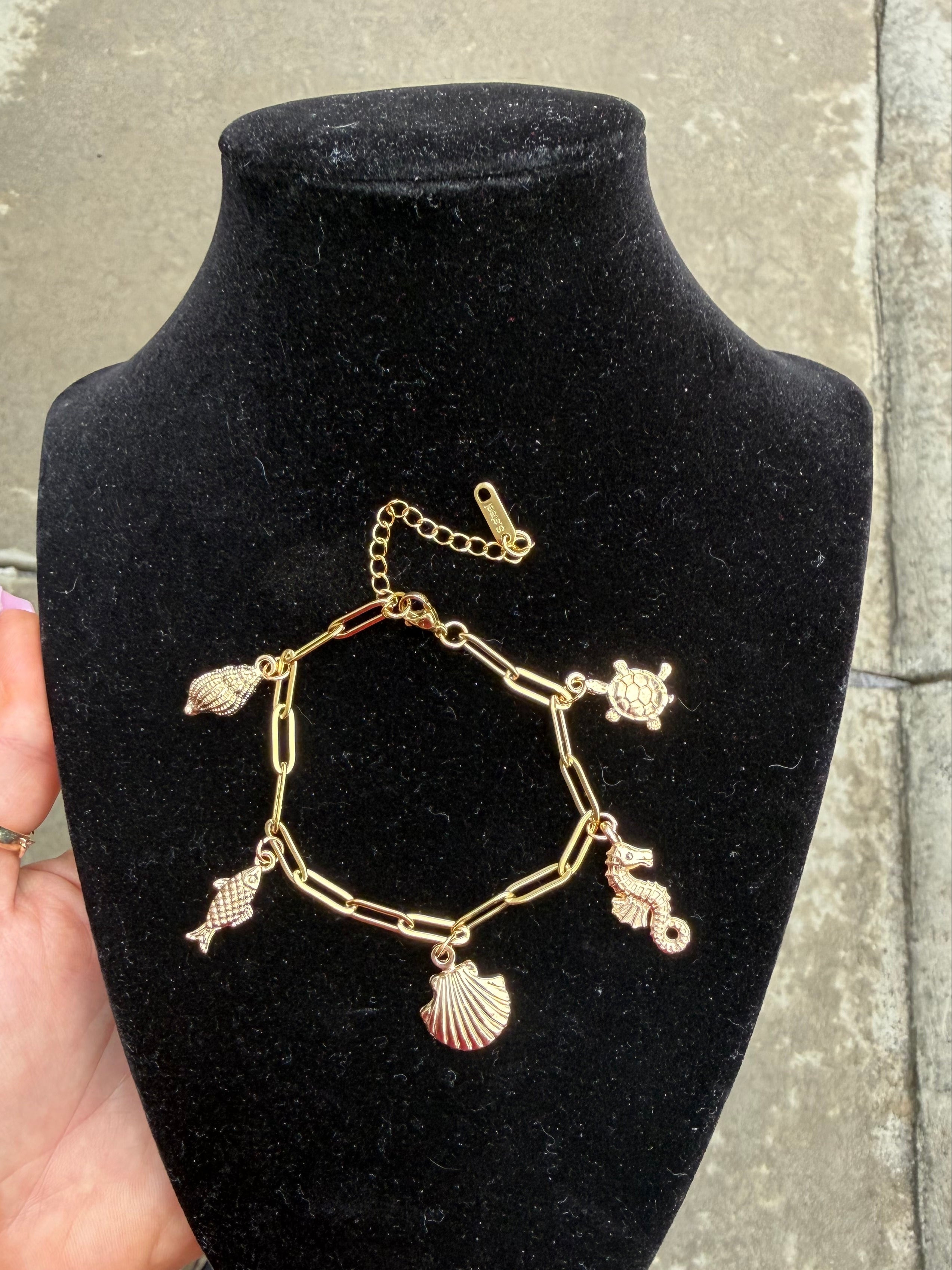 Ocean Treasures Charm Bracelet – Gold Paperclip Chain